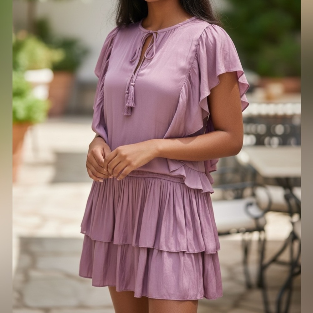 Mustard Seed. Lavender Ruffle Mini Dress